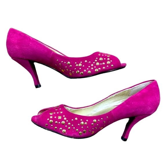 Twiggy of London pink vintage heels leather size 8 1/2 medium - Picture 1 of 11